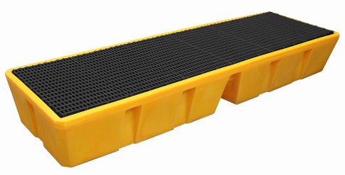 Vasca di raccolta in plastica da 450 litri per 4 fusti in linea