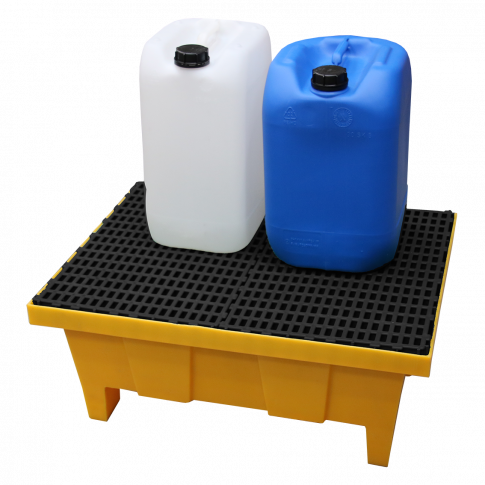 Vasca di raccolta in HDPE con griglia in PP e rialzo per inforcamento - Capacità 70 L