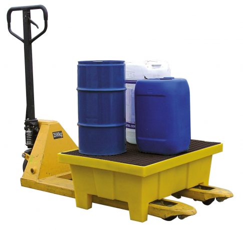 Vasca di raccolta in HDPE con griglia in PP e rialzo per inforcamento - Capacità 70 L