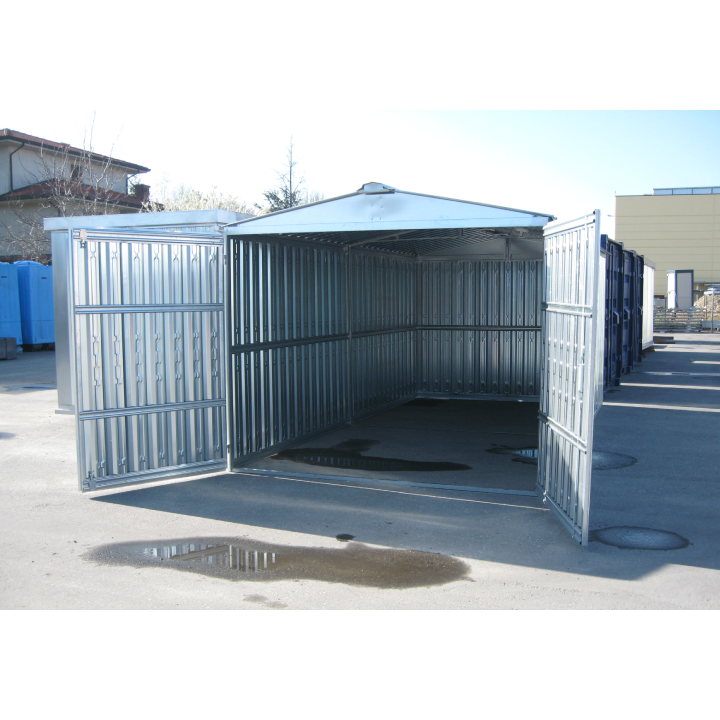 Box metallico in lamiera zincata con porta a due ante - mt 2,55x2,00h