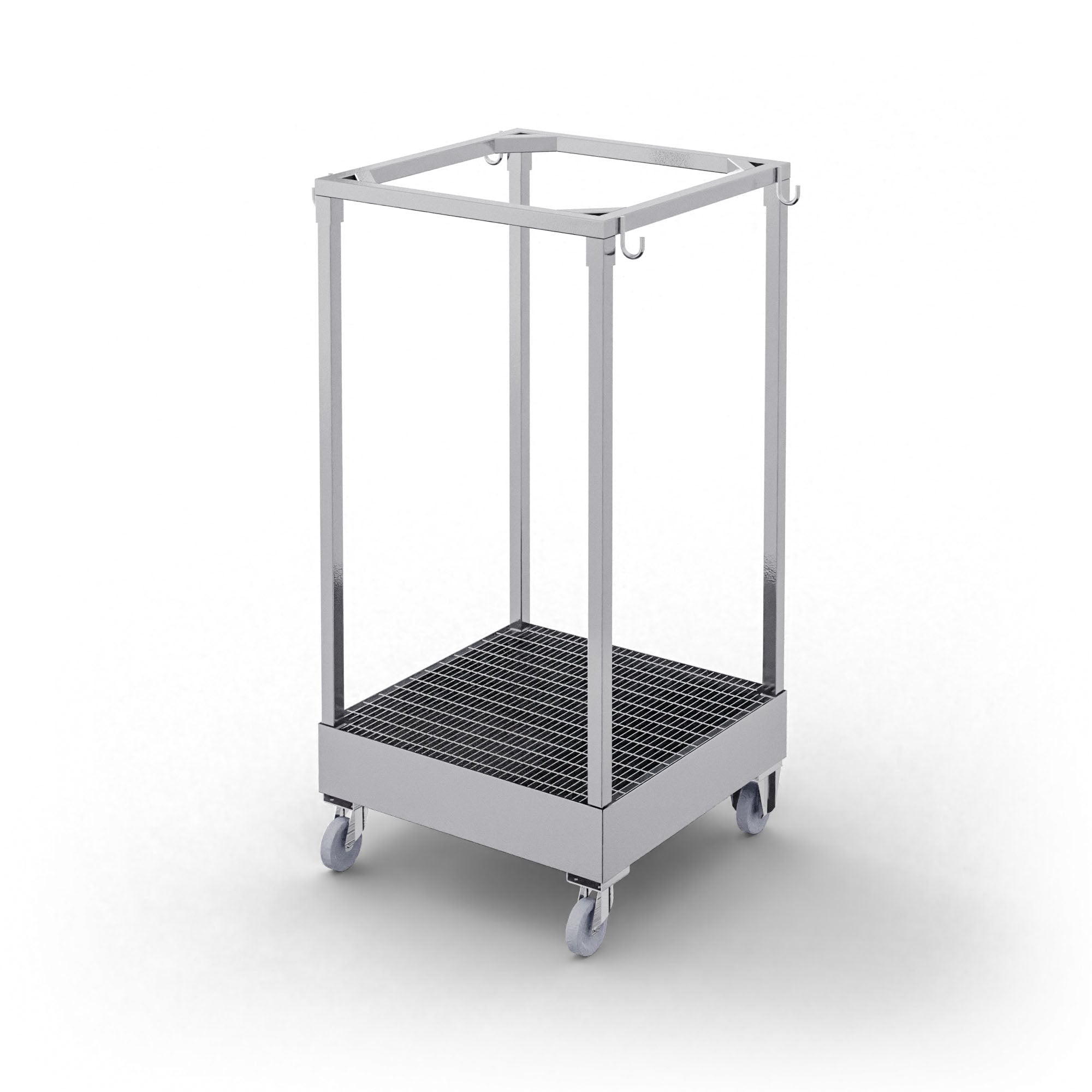 Contenitore porta BIG BAG con vasca di raccolta con ruote