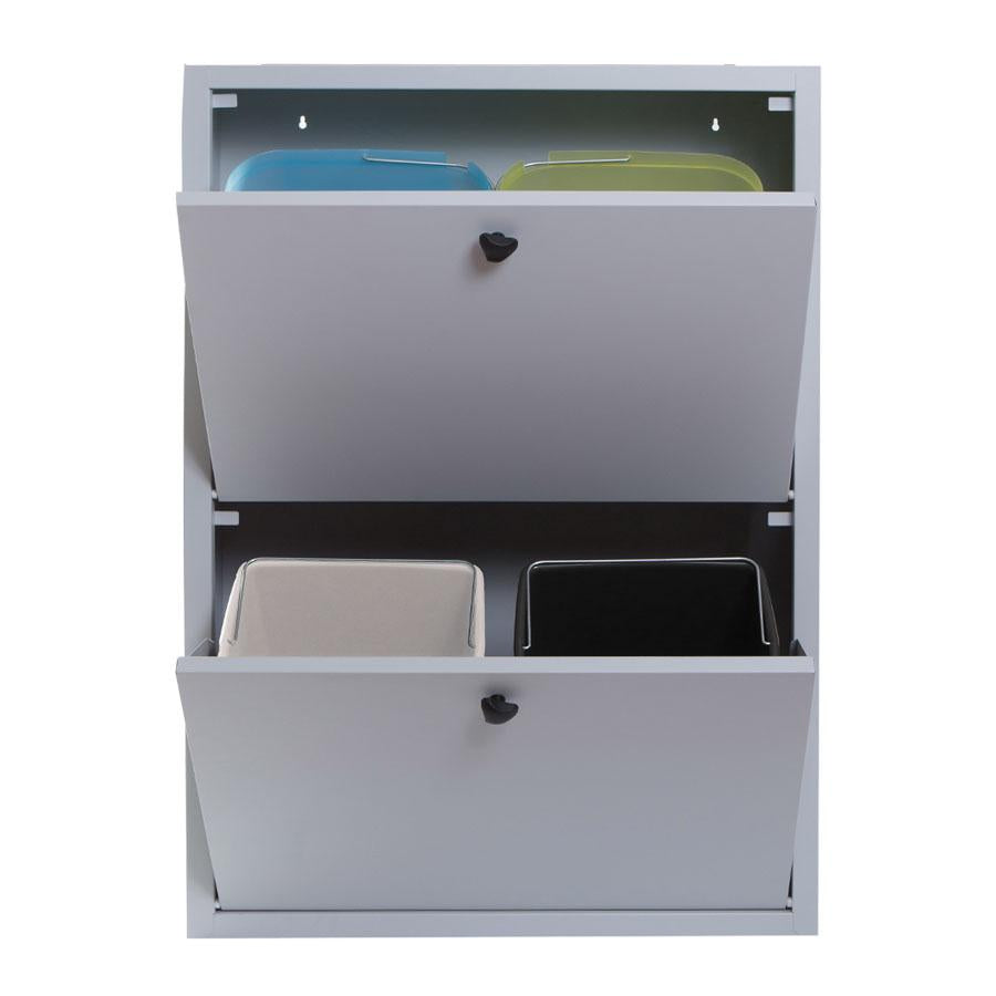 Armadio raccolta differenziata a 4 secchi in acciaio