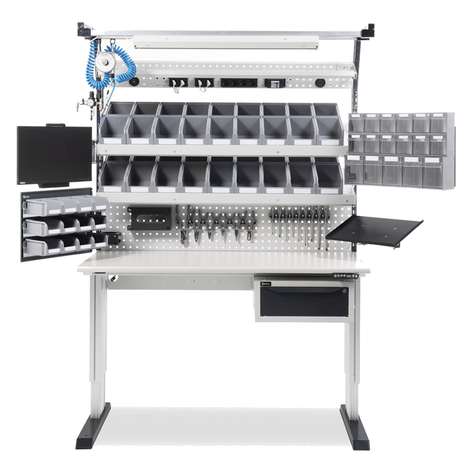 DYNAMIC1506, Laboratory bench with extensible small parts holder system 