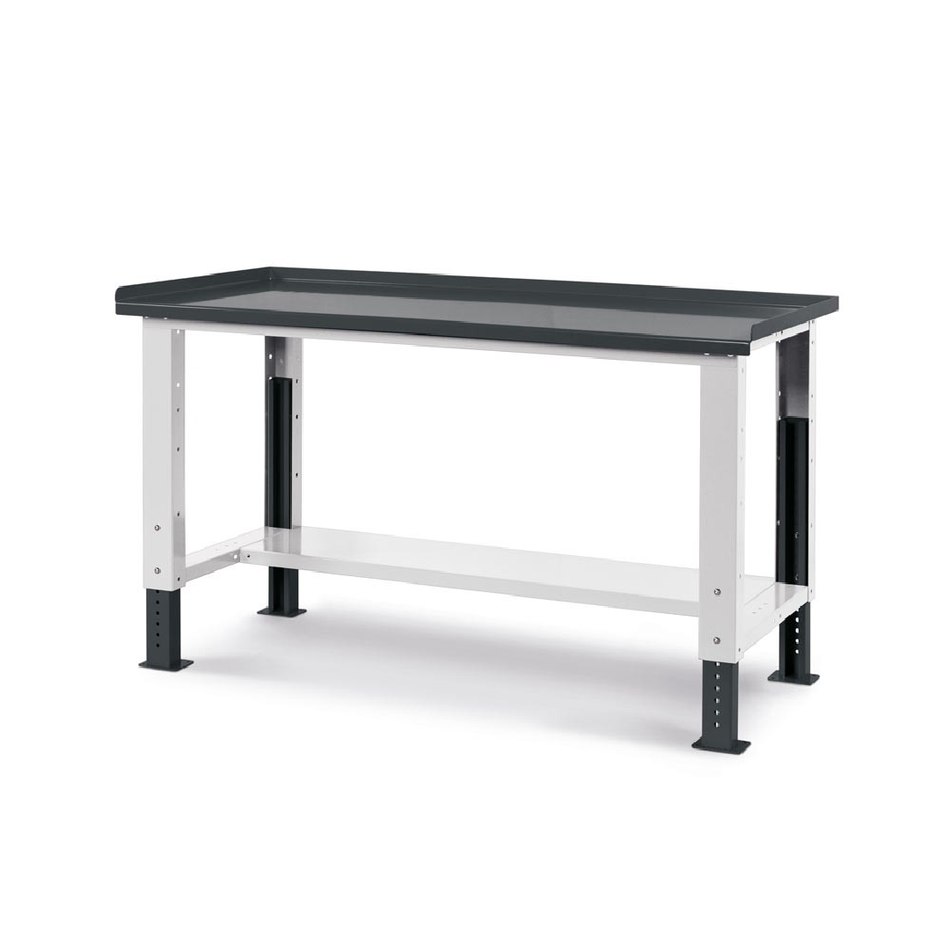 FBG01S1500R00, Banco Work Up con piano in acciaio con gambe regolabili, L 1507mm