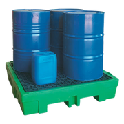 Vasca di raccolta per 4 fusti compatta con griglia