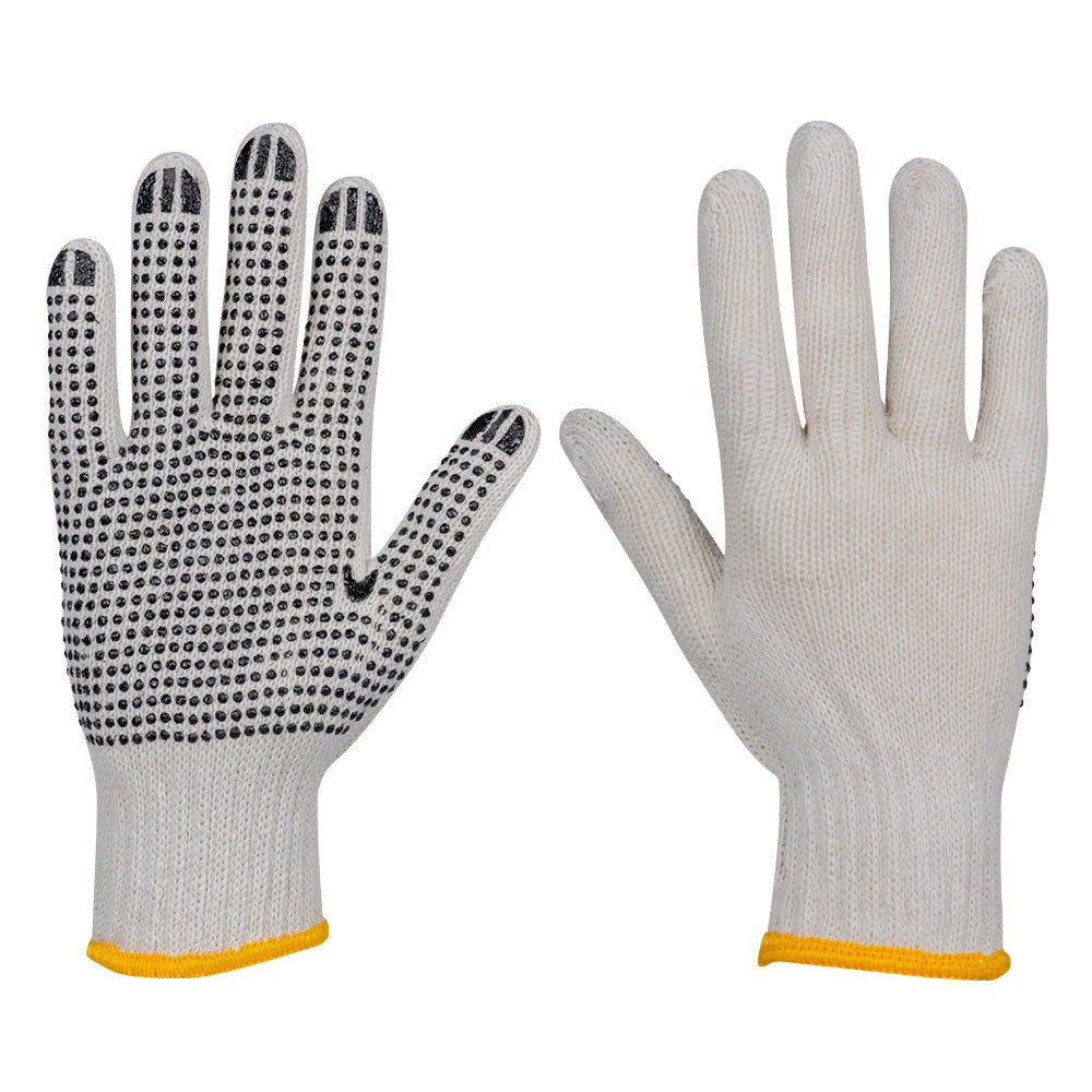 Guanti in filo di cotone con palmo rinforzato con punte in pvc