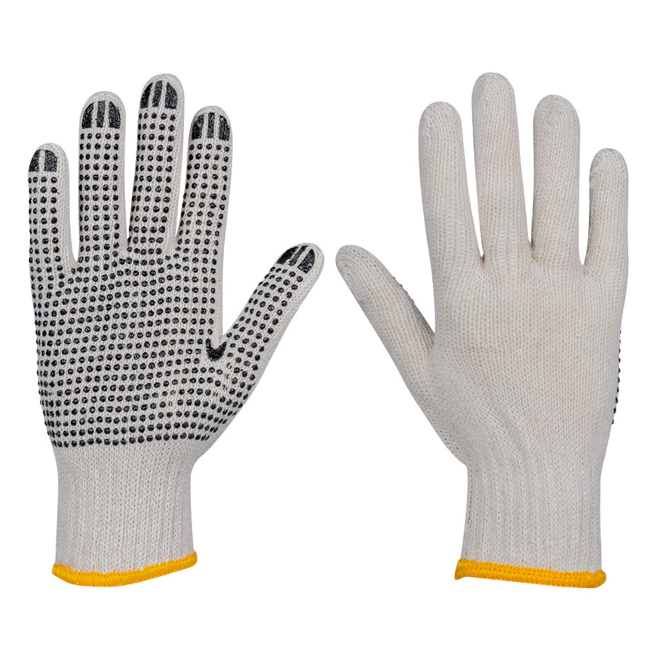 Guanti in filo di cotone con palmo rinforzato con punte in pvc