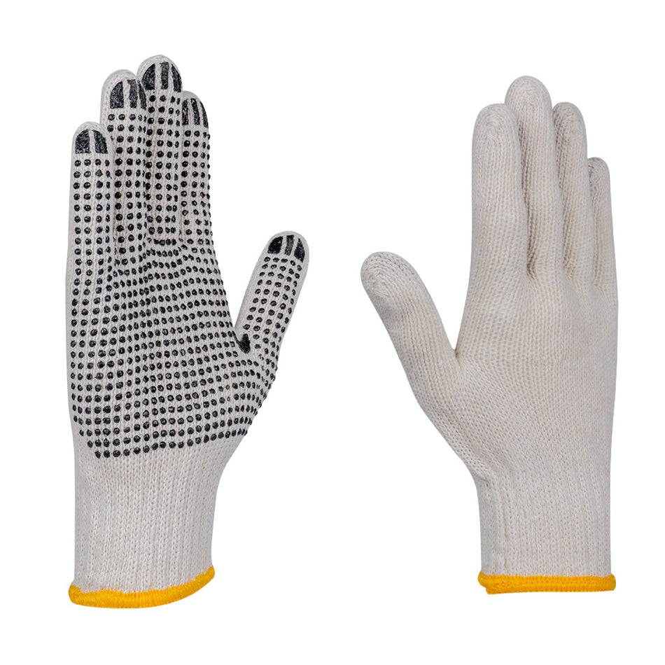 Guanti in filo di cotone con palmo rinforzato con punte in pvc