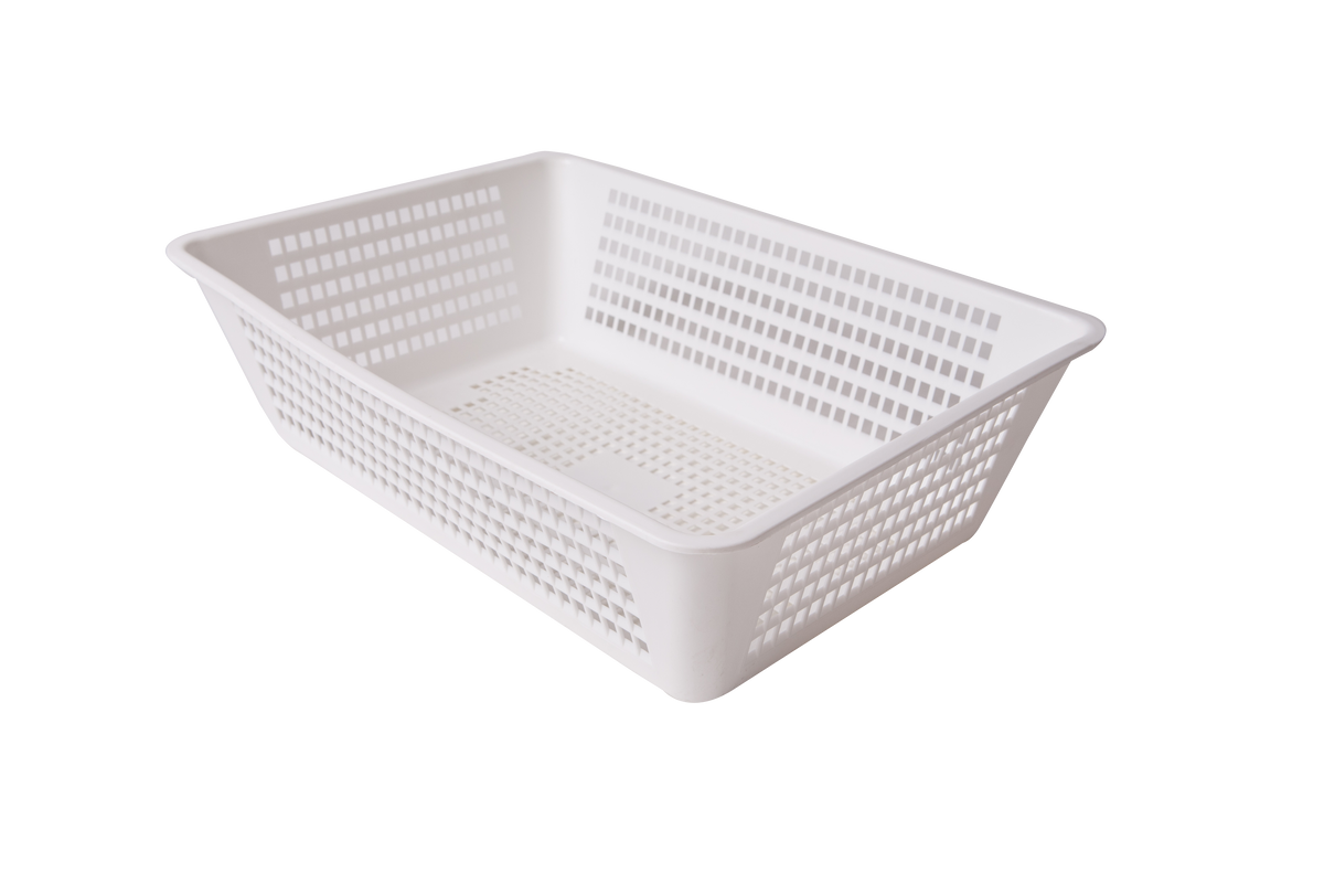 Cestino universale traforato in plastica bianca alimentare 47x32x14 cm