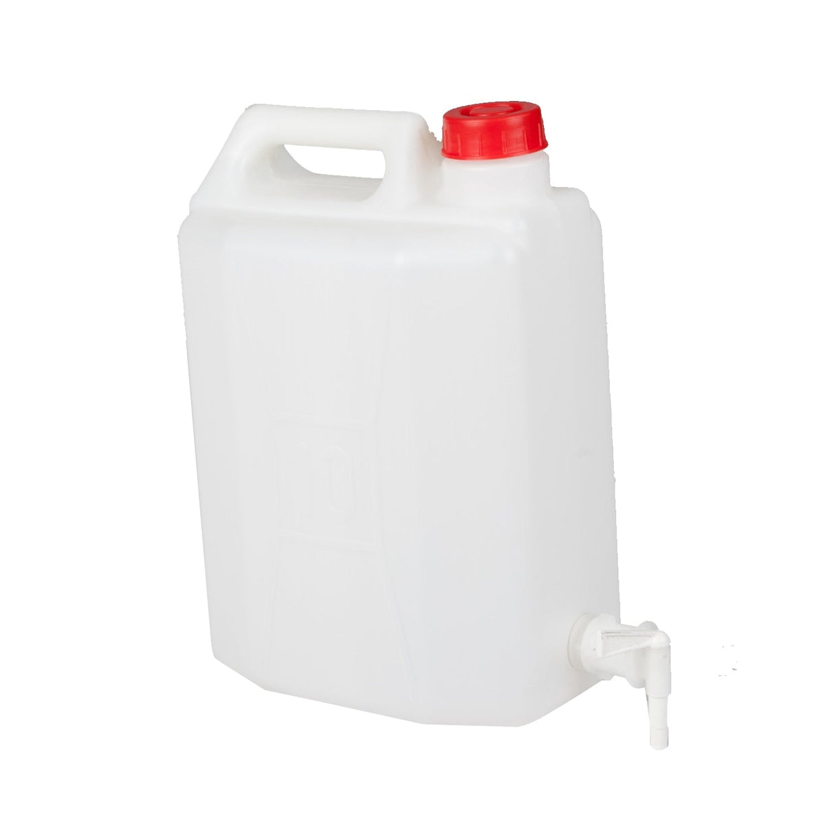 Canestro in plastica bianca con rubinetto e tappo rosso 10L