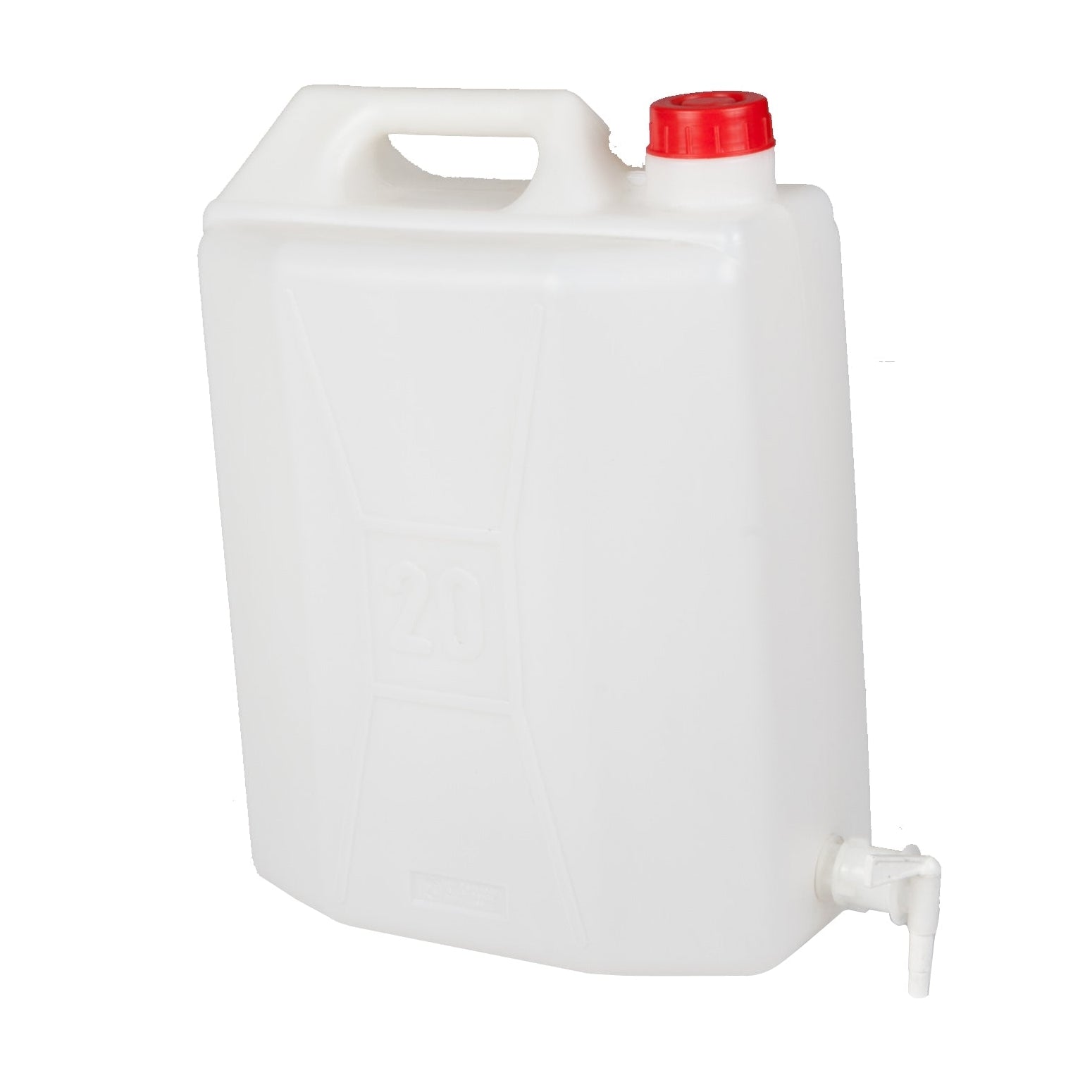Canestro in plastica bianca con rubinetto e tappo rosso 20L