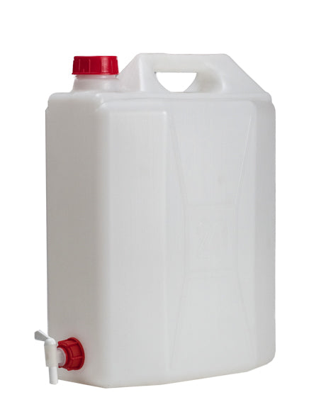 Canestro in plastica bianca con rubinetto e tappo rosso 30L
