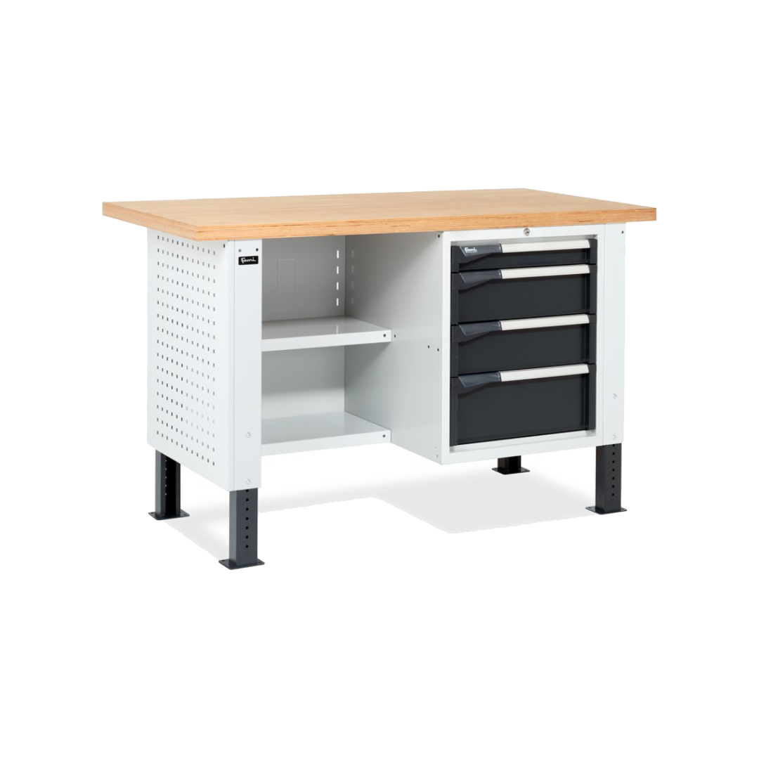 MASTERBR1501, Banco da lavoro con 1 armadio a cassetti con 4 cassetti e 2 semipiani