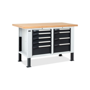 MASTERBR1503, Banco da lavoro con 1 armadio a cassetti con 4 cassetti e 1 armadio a cassetti con 5 cassetti