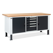 MASTERBR2003, Banco da lavoro con 1 armadio a cassetti con 5 cassetti e 2 armadi con porta
