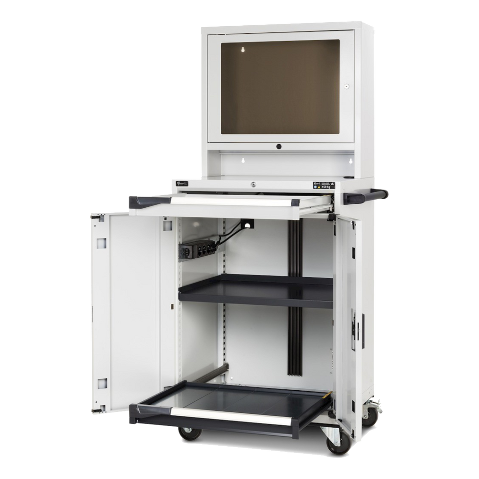 MASTERCS01, Computer cabinet with base module and door module with polycarbonate window 