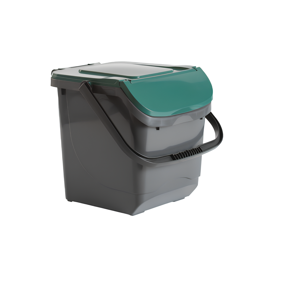 Square bin for separate waste collection with wheels, 120 liter capacity 