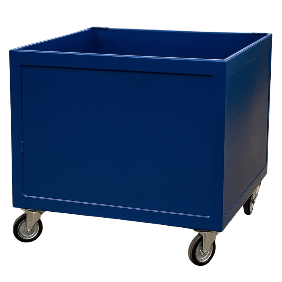 Sheet metal container with wheels, load capacity 500 kg - Dimensions 800x700x660 mm - RAL 5010 