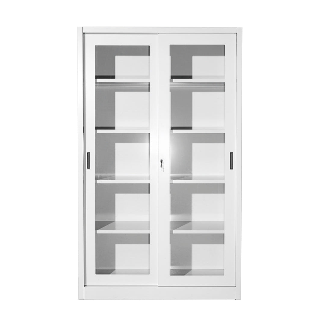 Armadio con porte a vetri temperati - 4/8 ripiani spostabili - bordi arrotondati