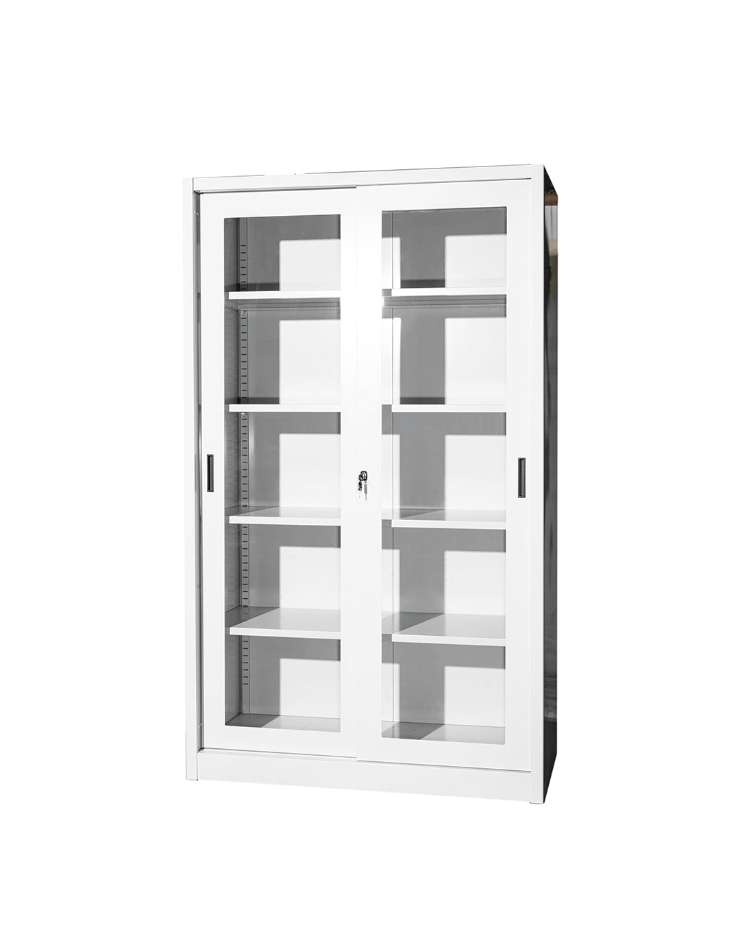 Armadio con porte a vetri temperati - 4/8 ripiani spostabili - bordi arrotondati