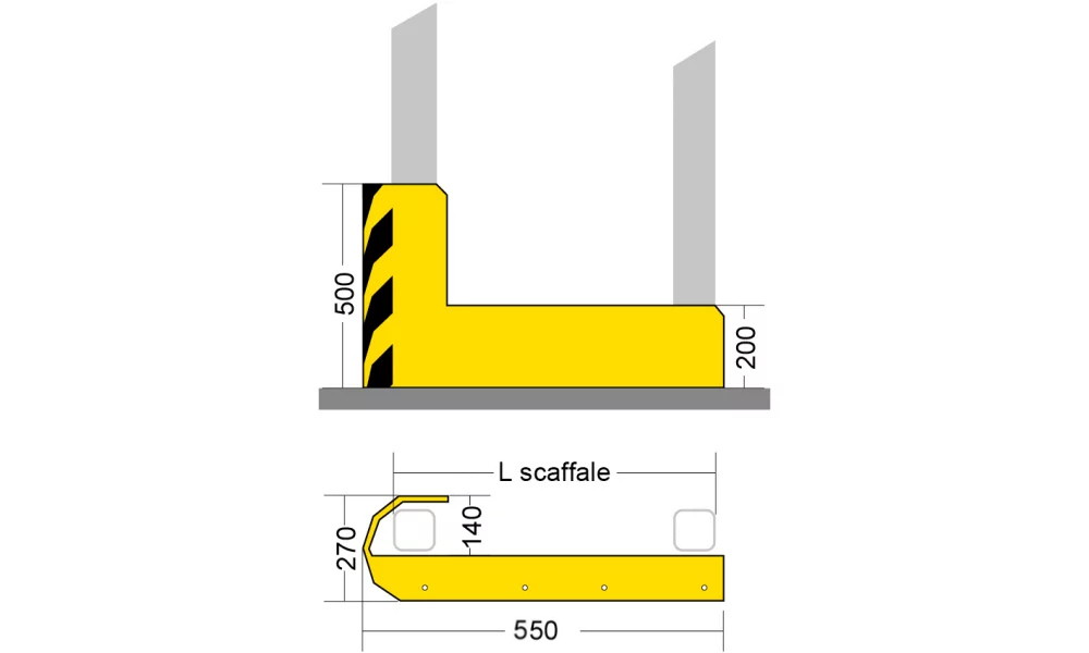 Protezione testata scaffale ad elevata resistenza - L 550 mm