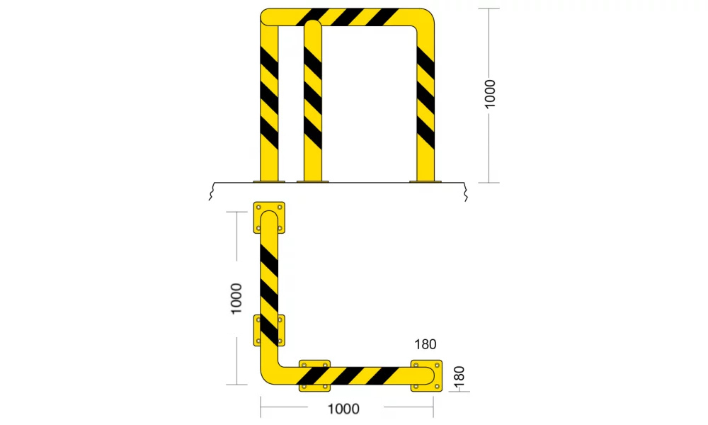 Protezione angolare - 1000 x 1000 x 1000h mm