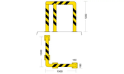 Protezione angolare - 1500 x 1500 x 1000h mm