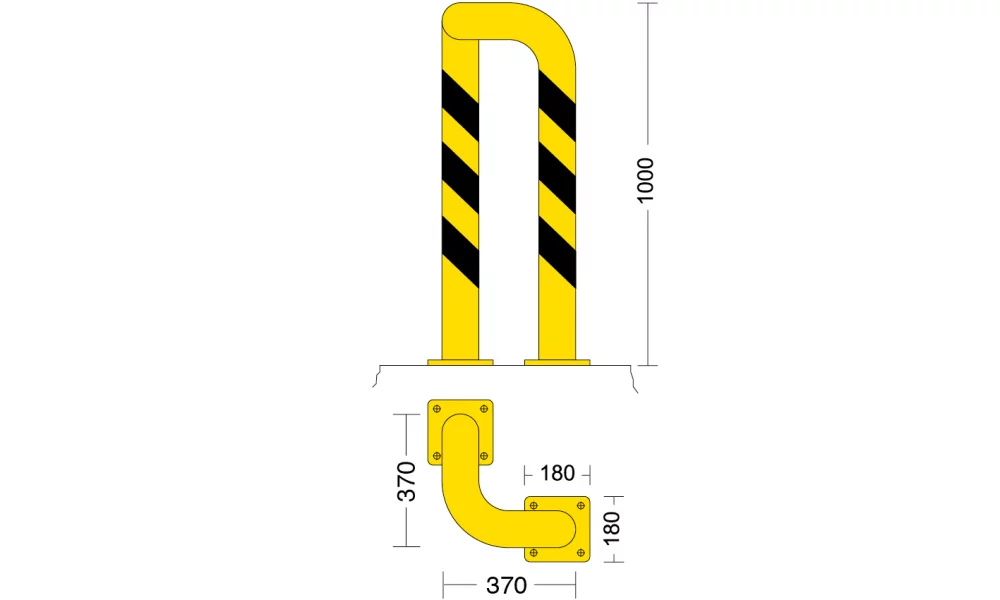 Protezione angolare - 370 x 370 x 1000h mm