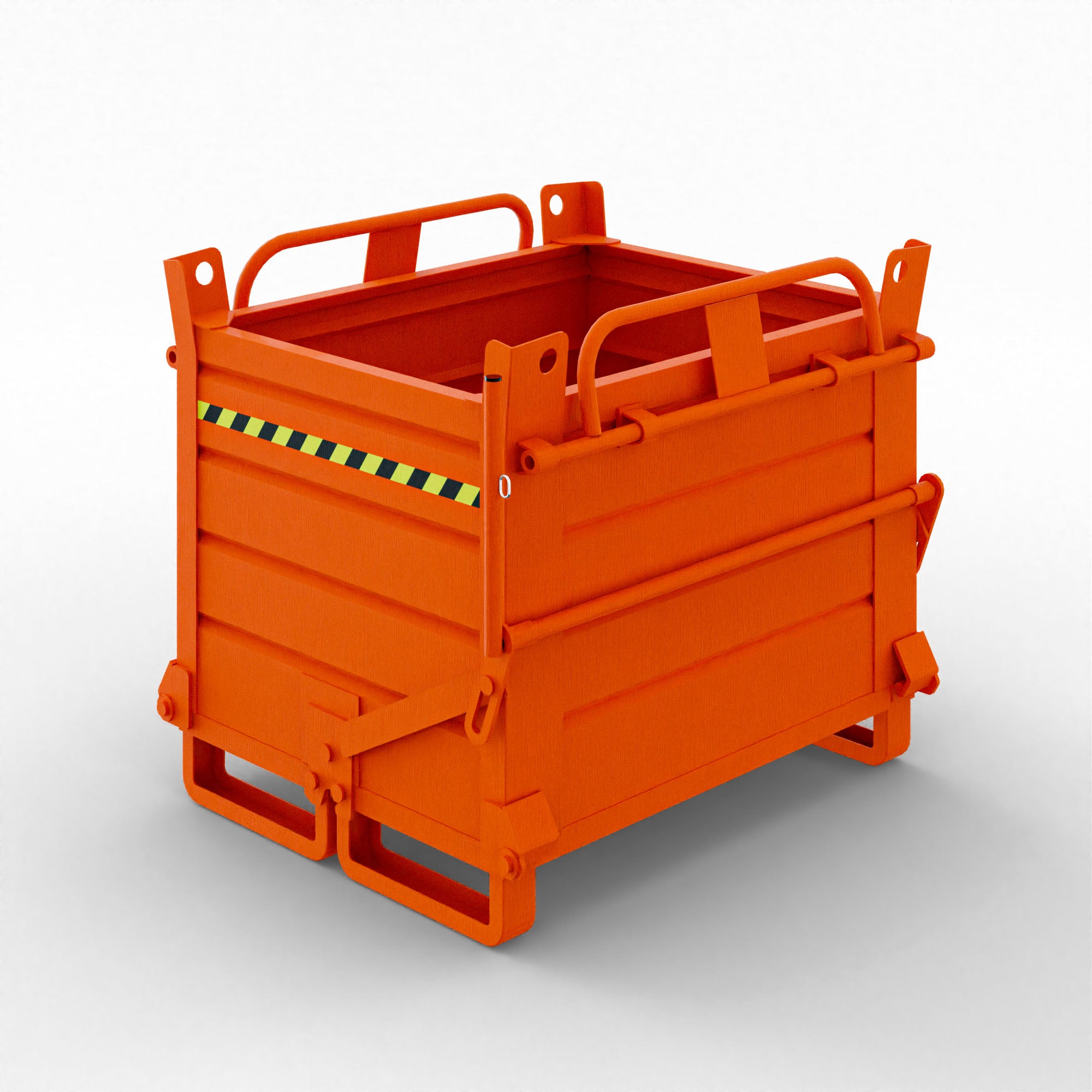 Contenitore in lamiera a fondello doppio apribile, capacità 520 Lt e portata 2000kg