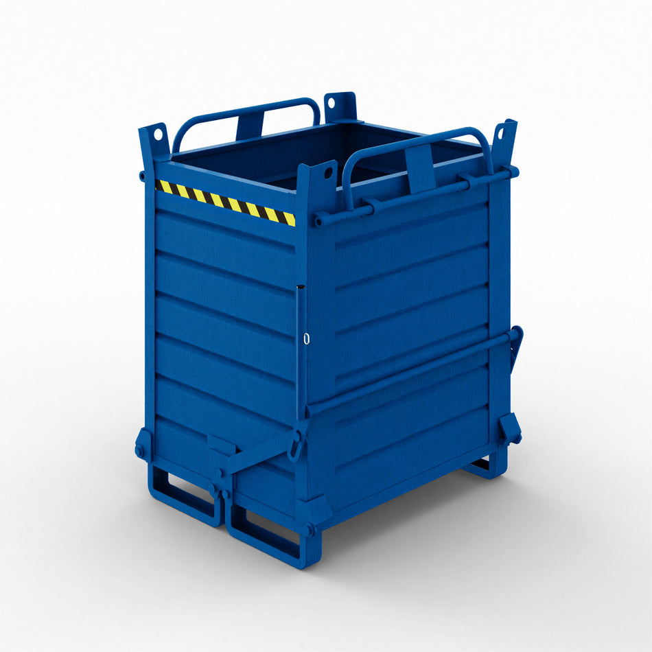 Sheet metal container with double opening bottom, capacity 800 litres 