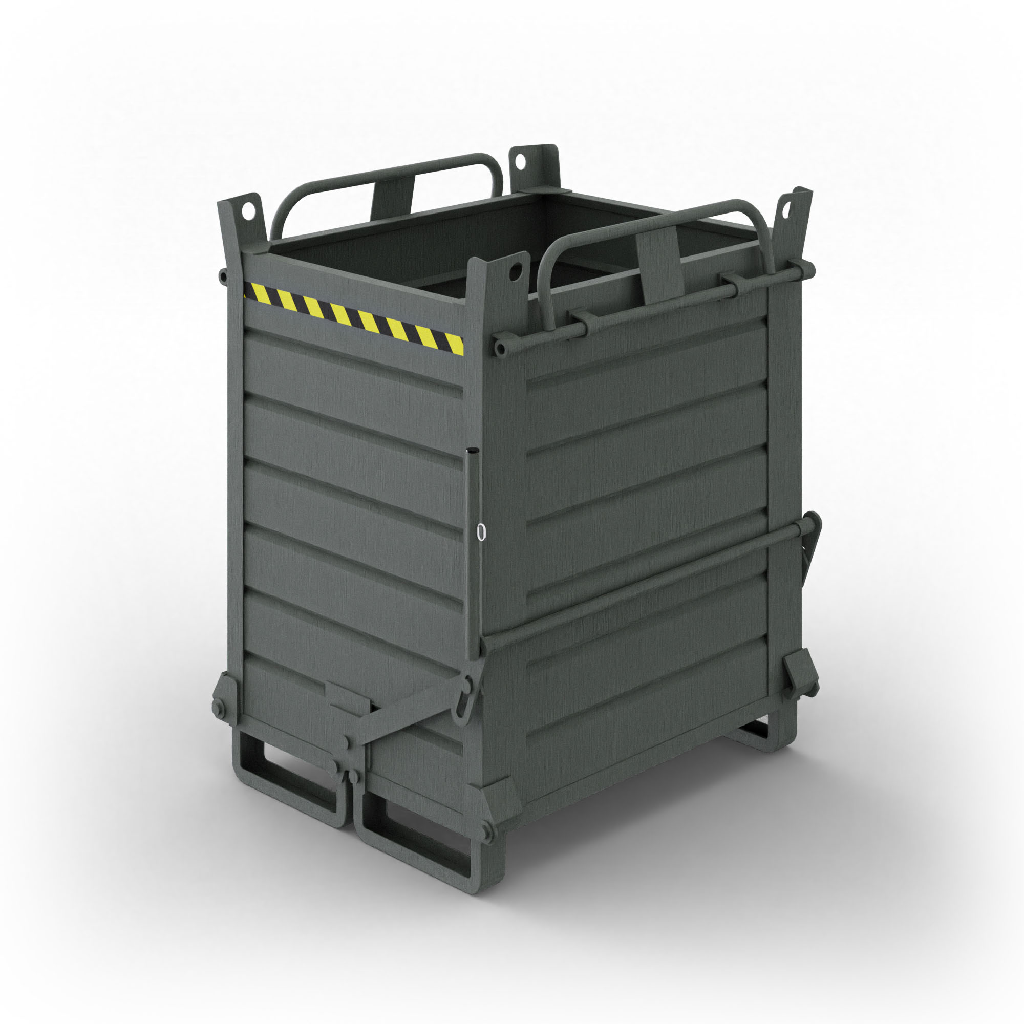 Contenitore in lamiera a fondello doppio apribile, capacità 800 Lt