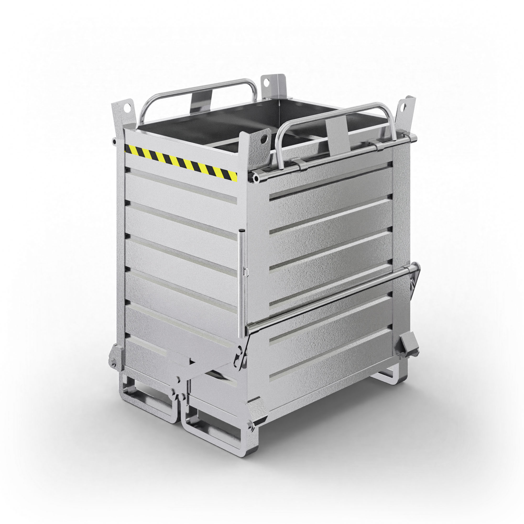 Contenitore in lamiera a fondello doppio apribile, capacità 800 Lt