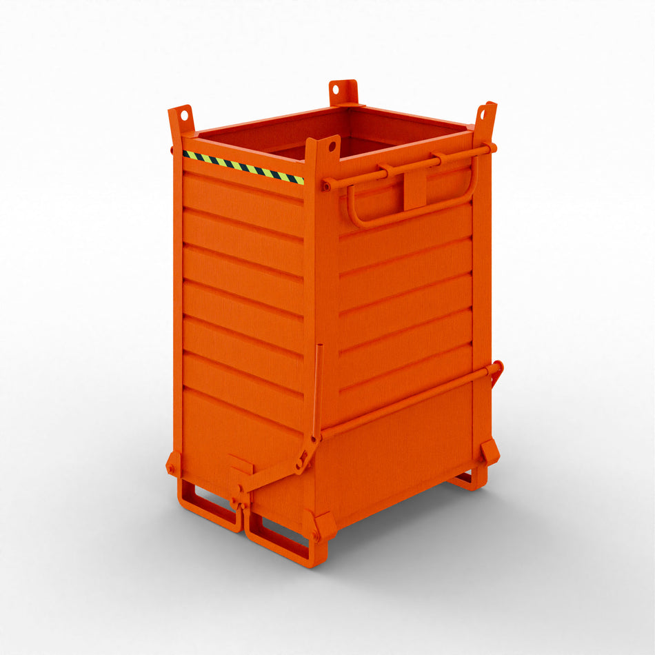 Sheet metal container with double opening bottom, capacity 1040 litres 