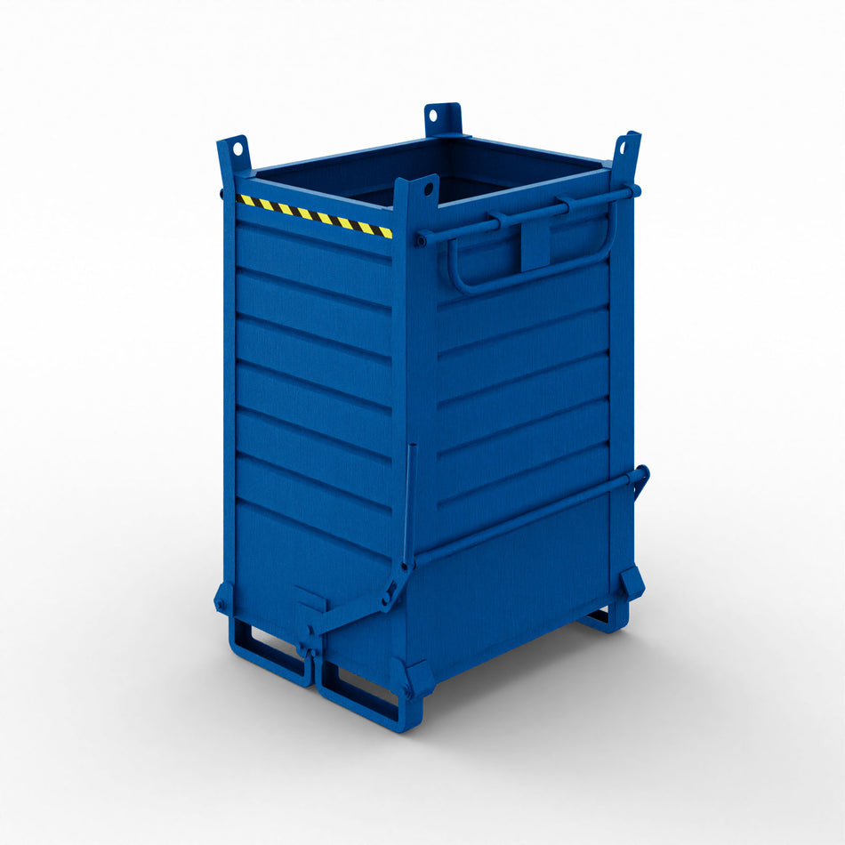 Sheet metal container with double opening bottom, capacity 1040 litres 