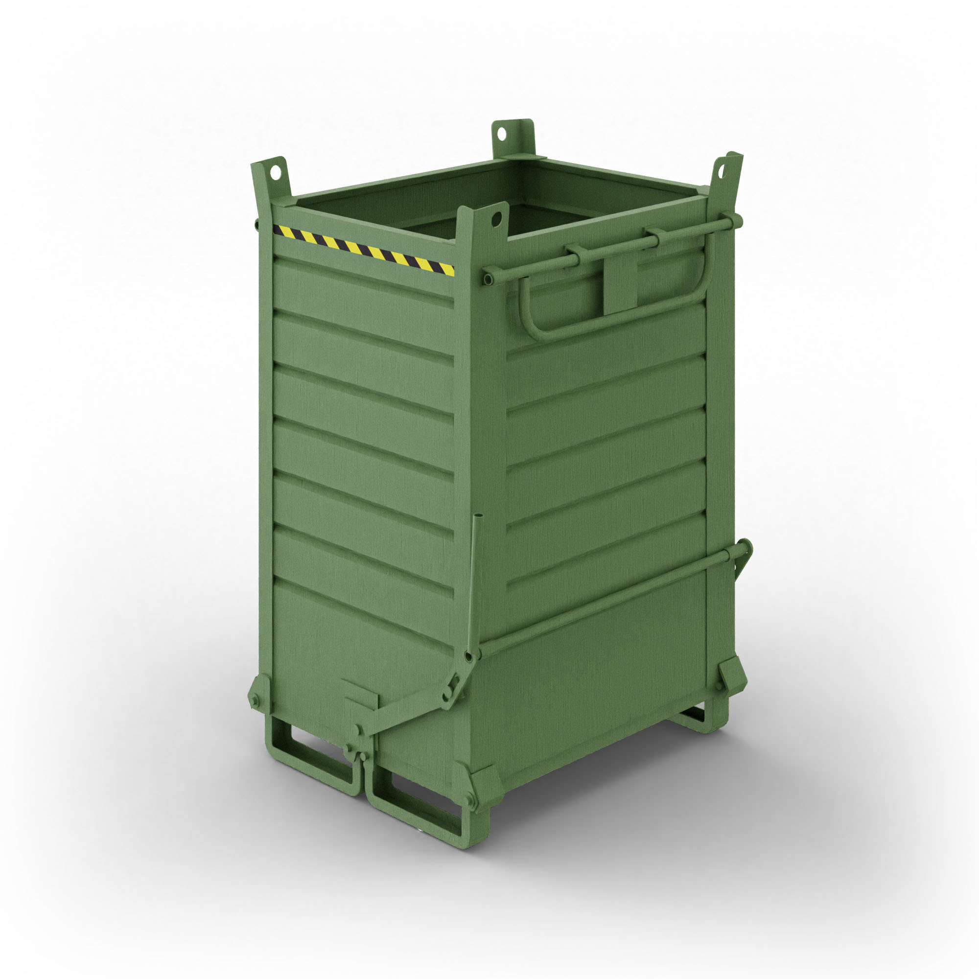 Contenitore in lamiera a fondello doppio apribile, capacità 1040 Lt