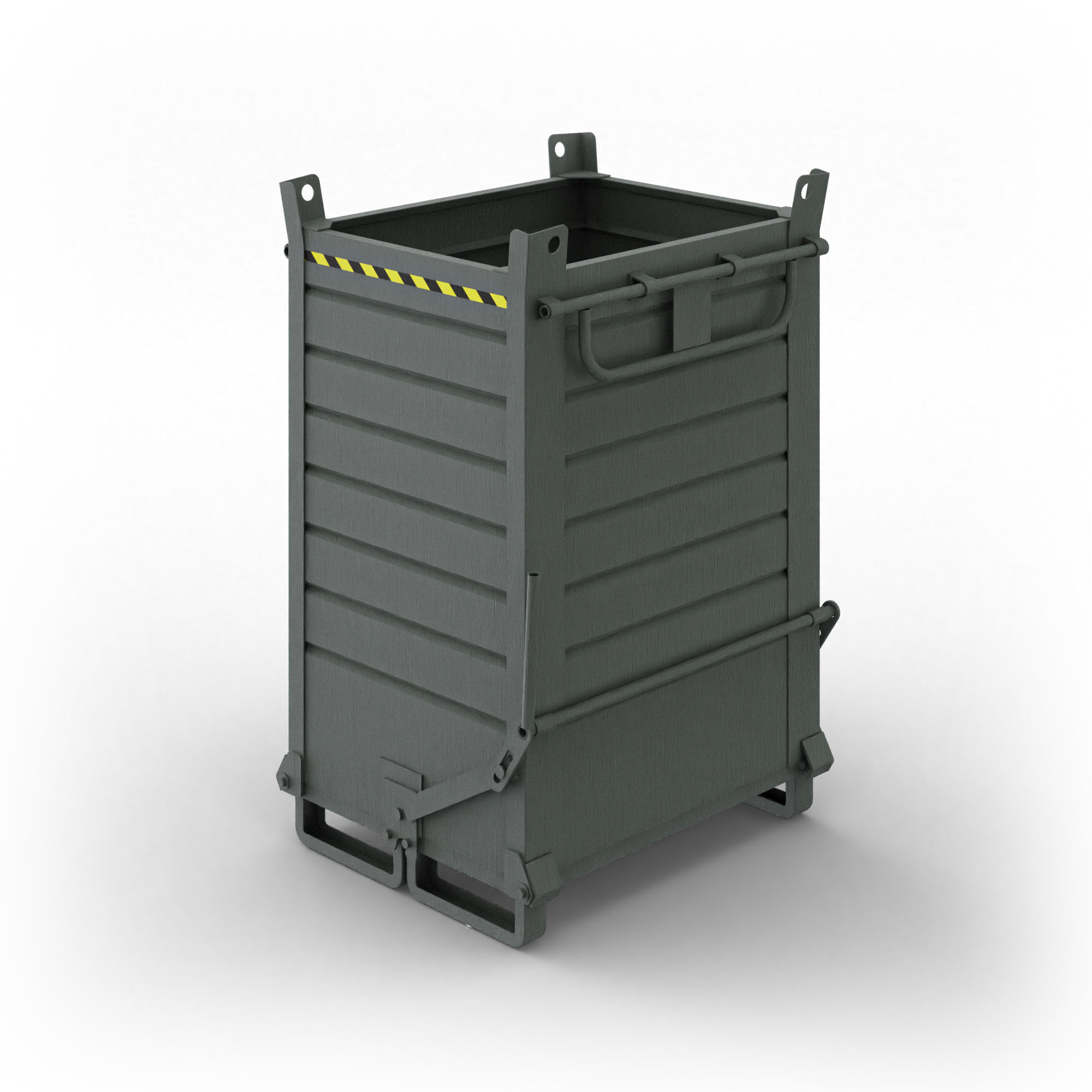 Contenitore in lamiera a fondello doppio apribile, capacità 1040 Lt