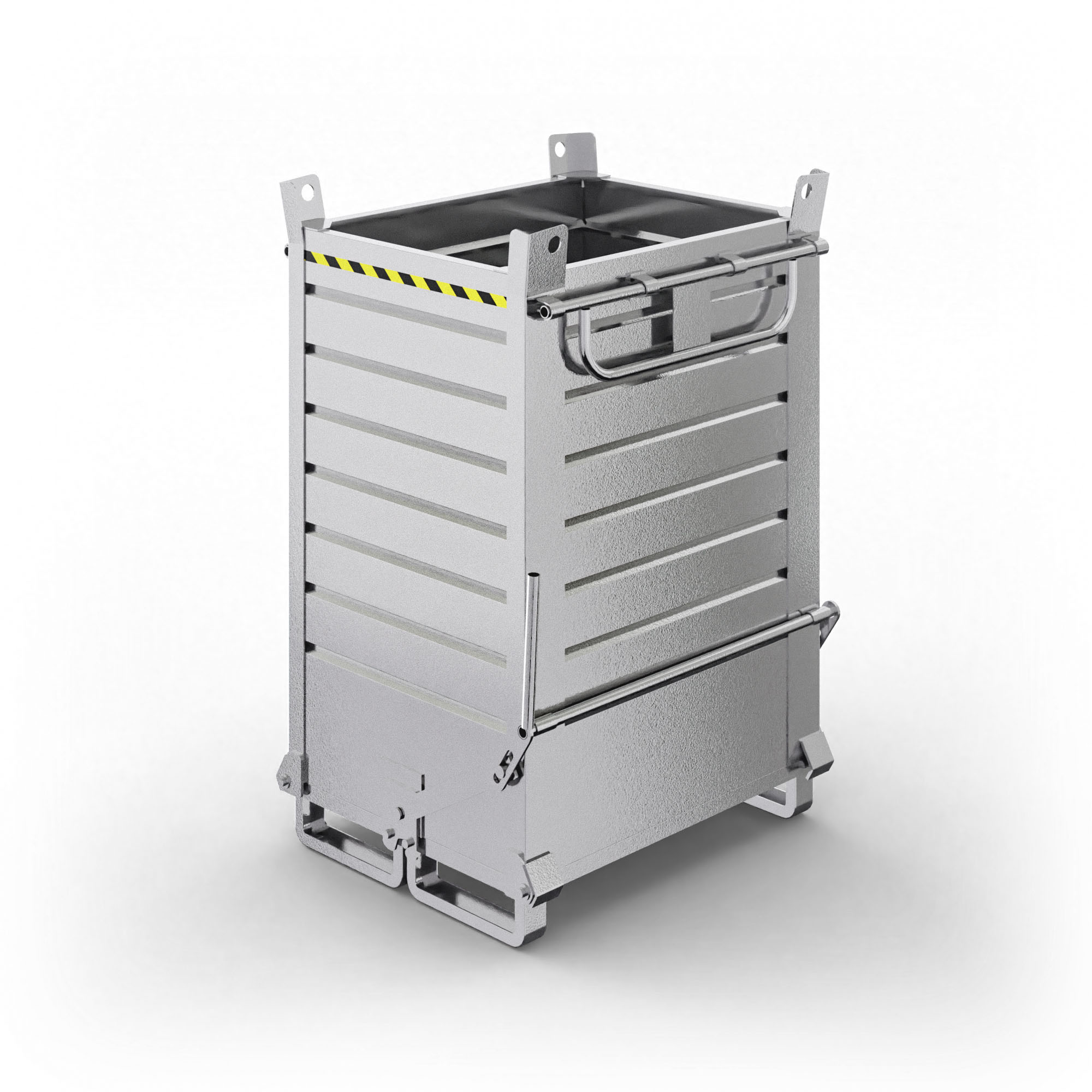 Contenitore in lamiera a fondello doppio apribile, capacità 1040 Lt