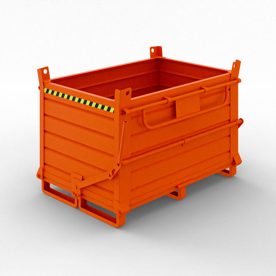 Sheet metal container with double opening bottom, capacity 1200 litres 