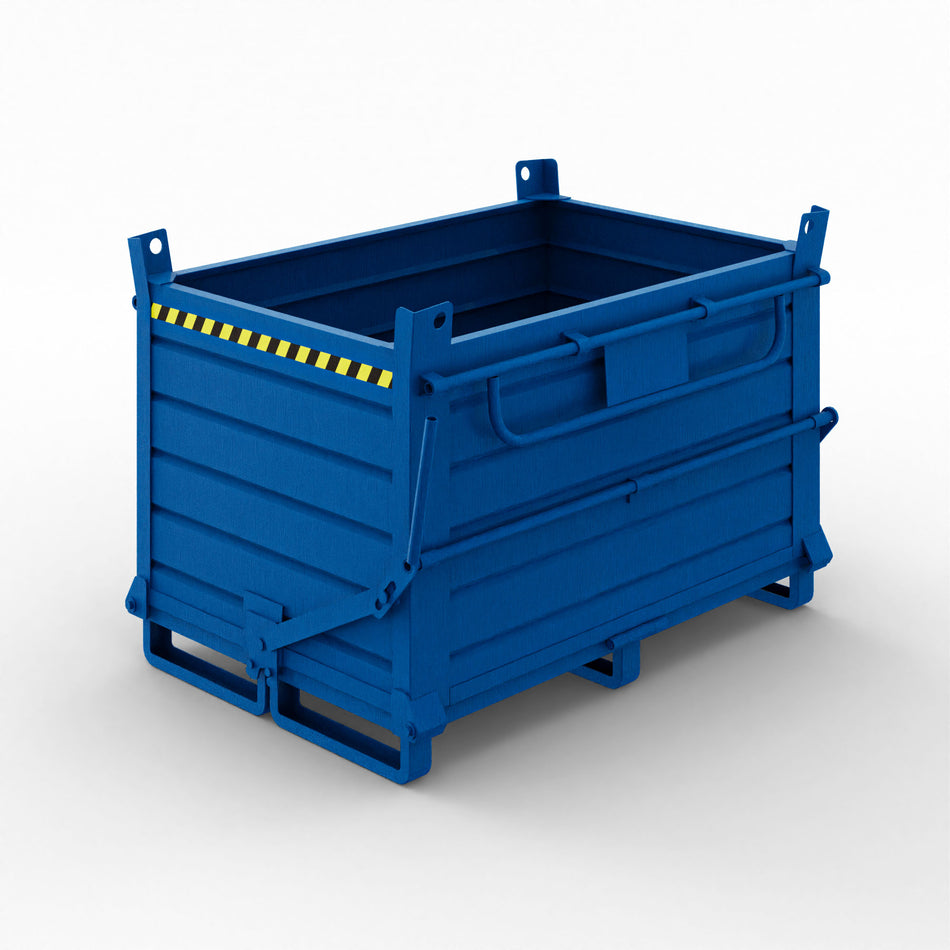 Sheet metal container with double opening bottom, capacity 1200 litres 