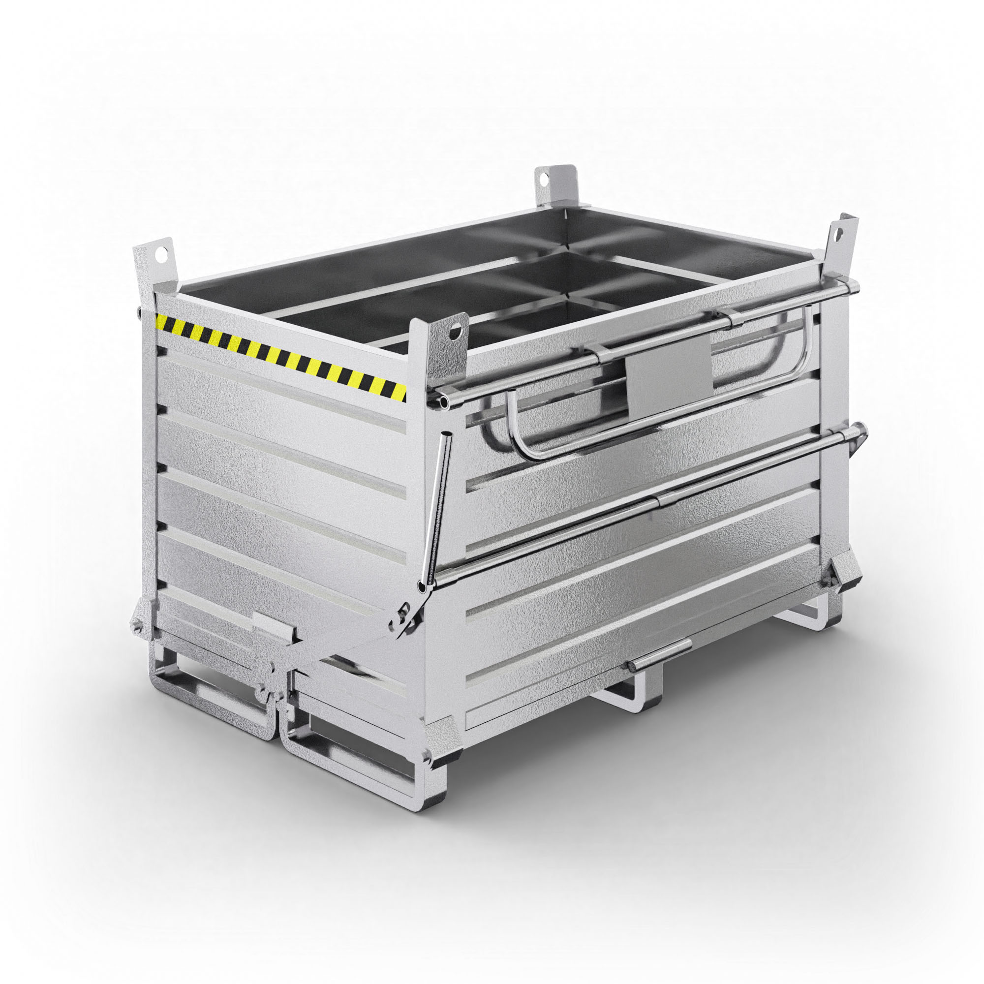 Contenitore in lamiera a fondello doppio apribile, capacità 1200 Lt