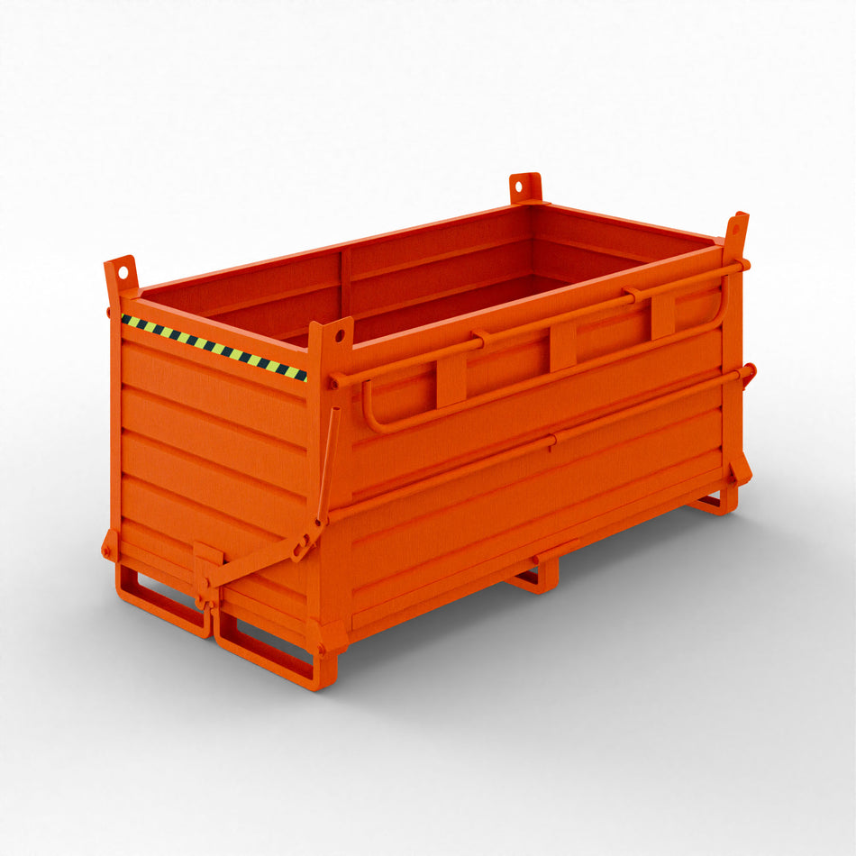 Sheet metal container with double opening bottom, capacity 1600 litres 