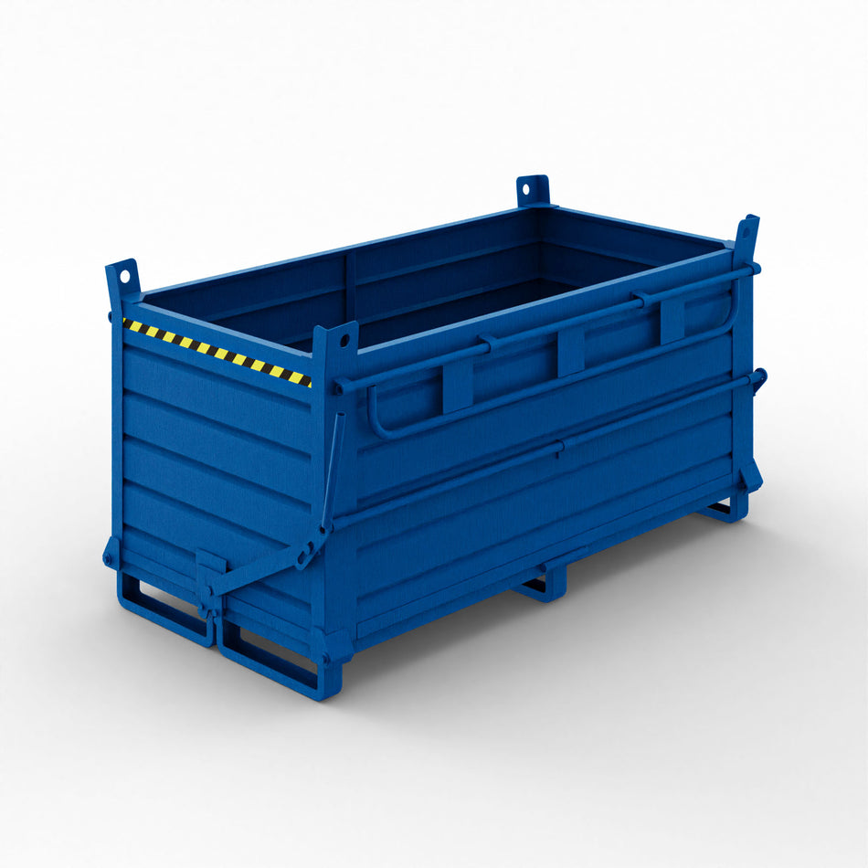 Sheet metal container with double opening bottom, capacity 1600 litres 