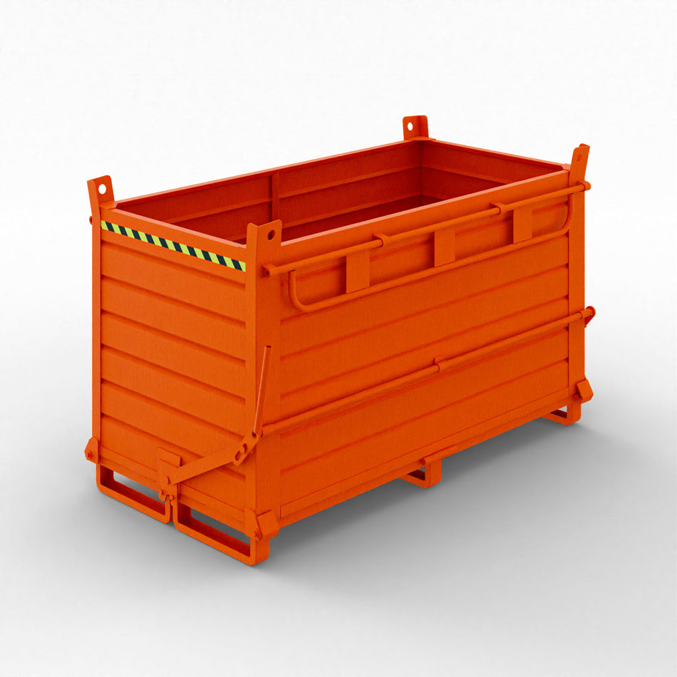 Sheet metal container with double opening bottom, capacity 2000 litres 