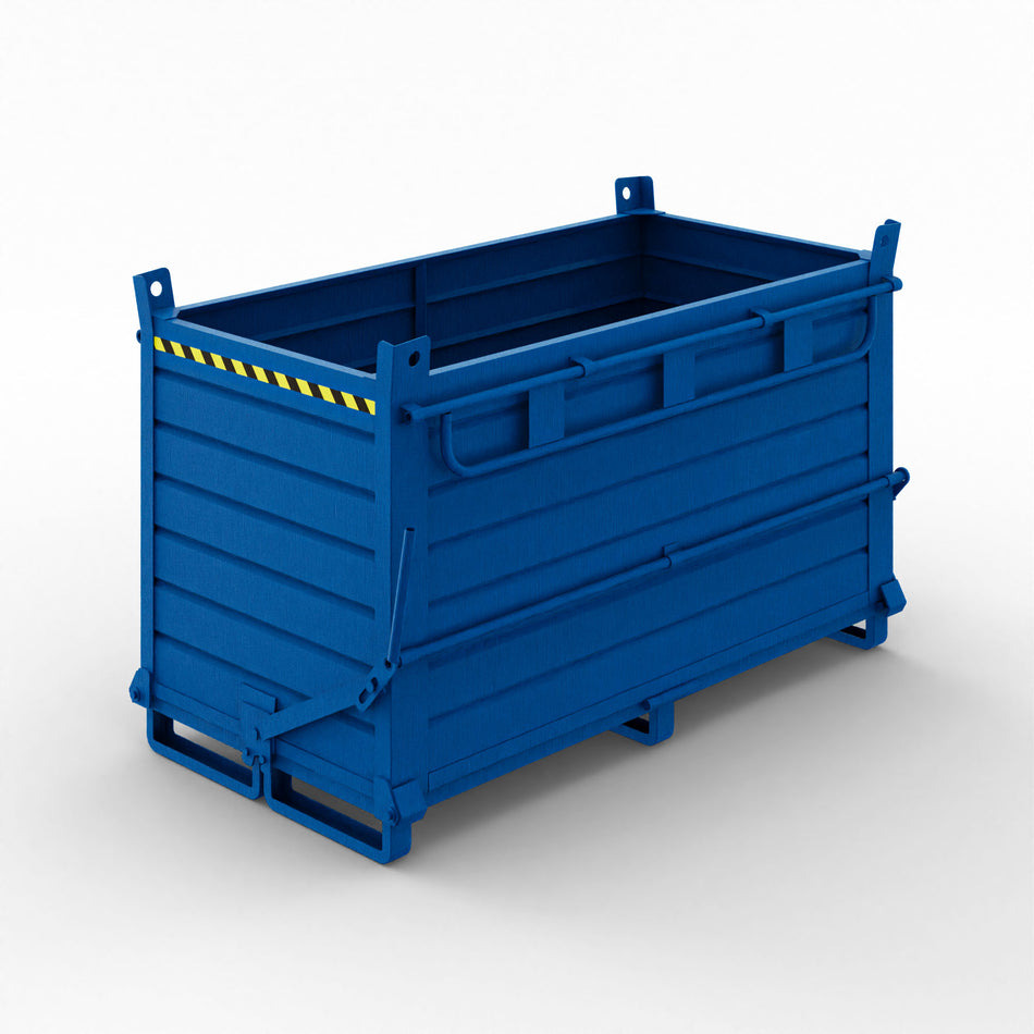 Sheet metal container with double opening bottom, capacity 2000 litres 