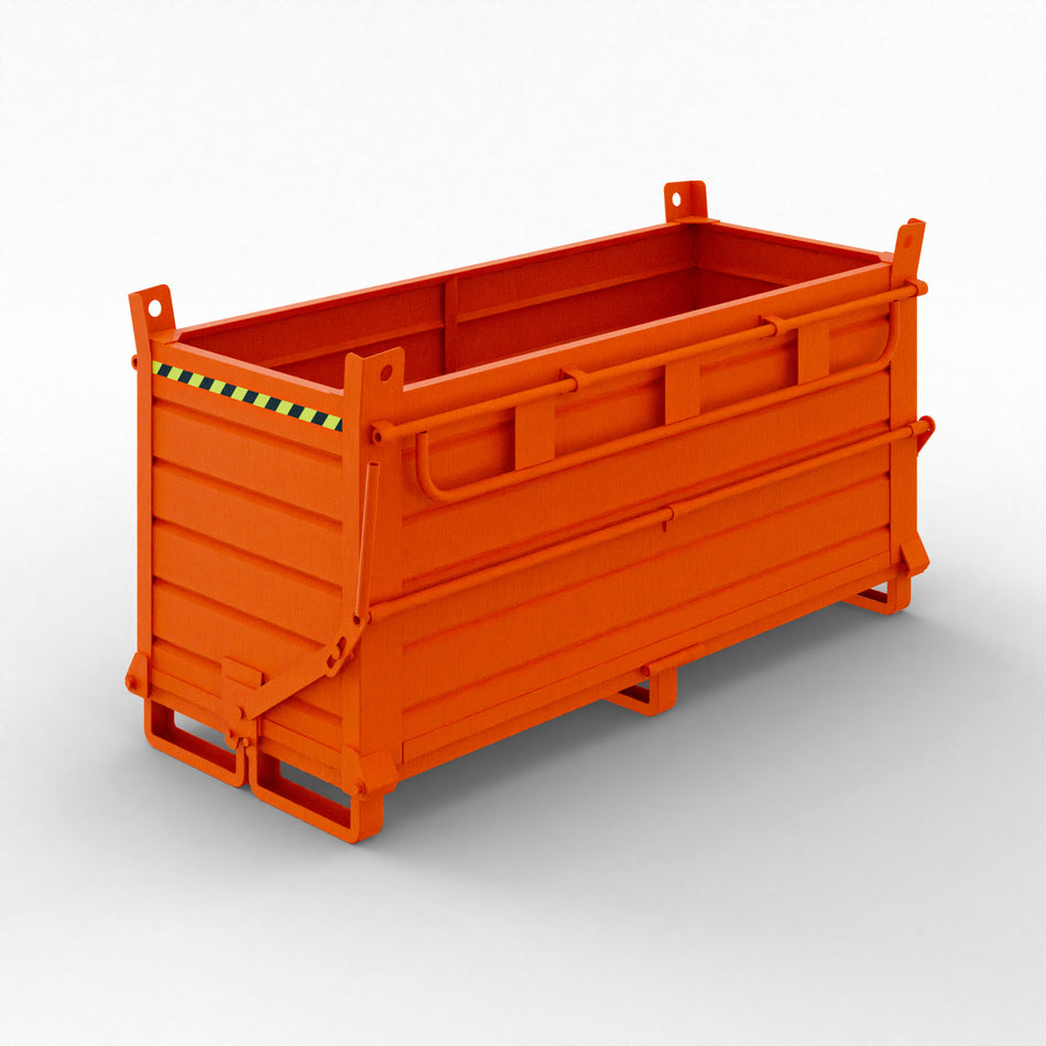 Sheet metal container with double opening bottom, capacity 1280 litres 