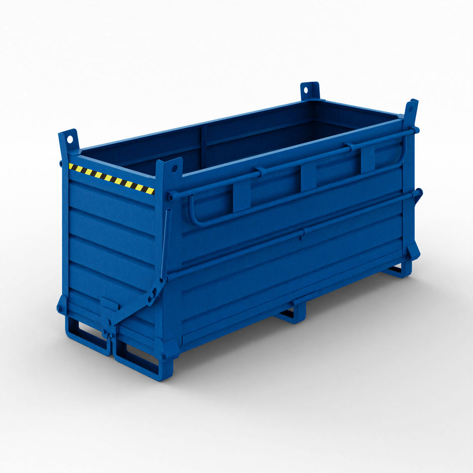 Sheet metal container with double opening bottom, capacity 1280 litres 