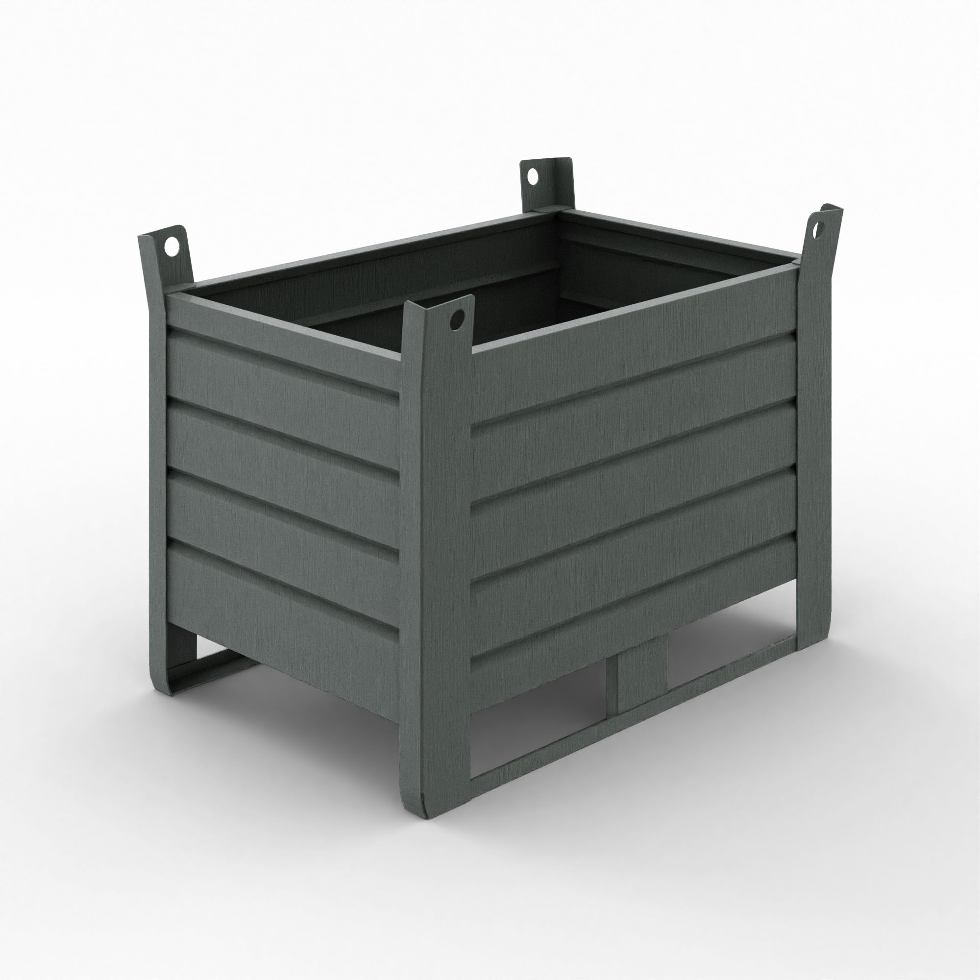 Sheet metal container with a capacity of 1000 kg - Dimensions 1200x800x880 mm - RAL 7010