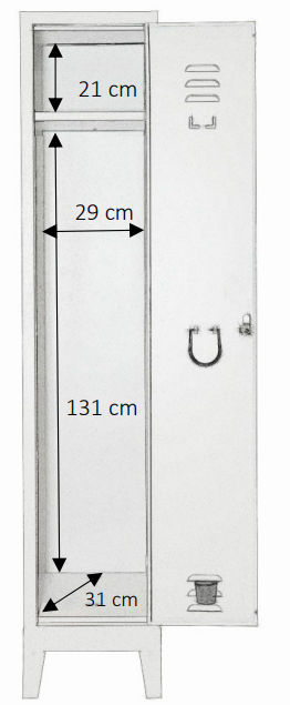Single-door steel locker - 33 cm deep