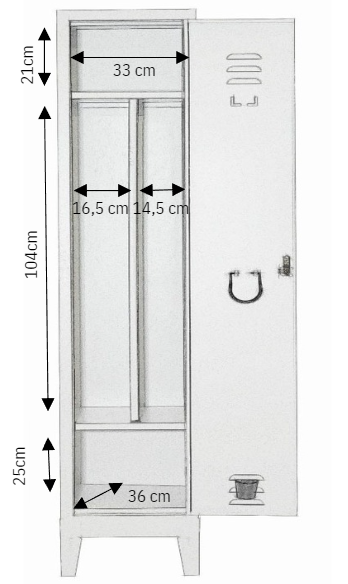 Armadio spogliatoio sporco pulito 1 posto - prof. 33-38 cm
