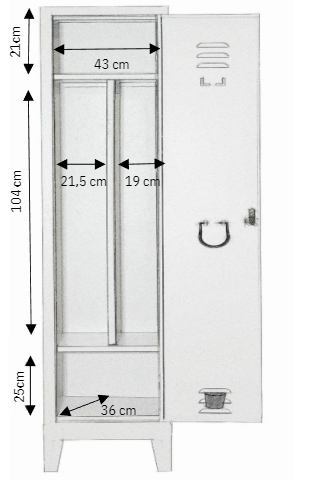 Armadio spogliatoio sporco pulito 1 posto - prof. 33-38 cm